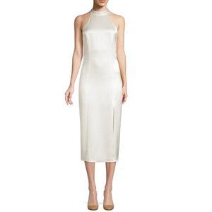 Alice + Olivia Regina Tieneck Satin Halter Dress